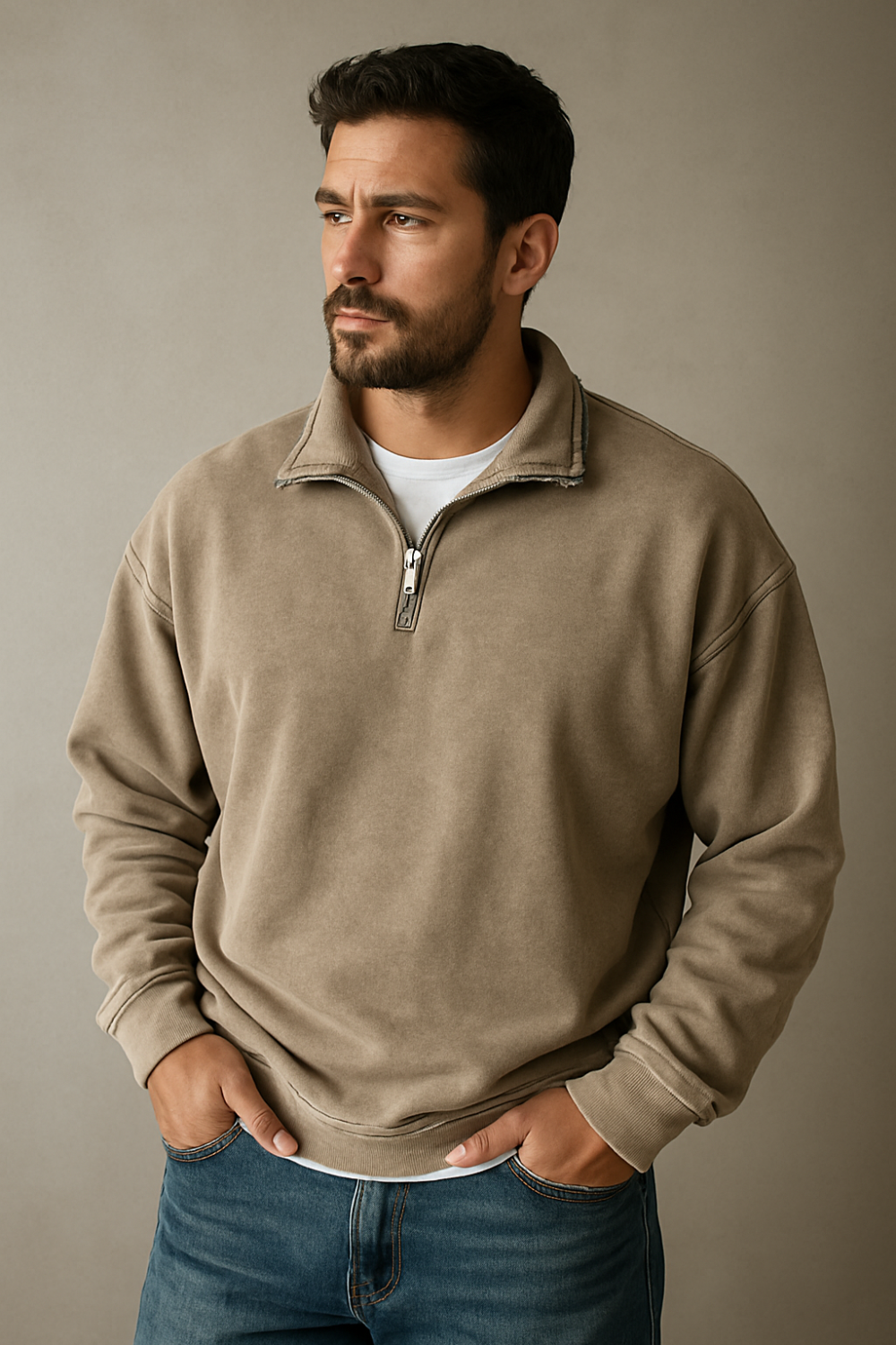 Casual Half Zip Collar Sweatshirt