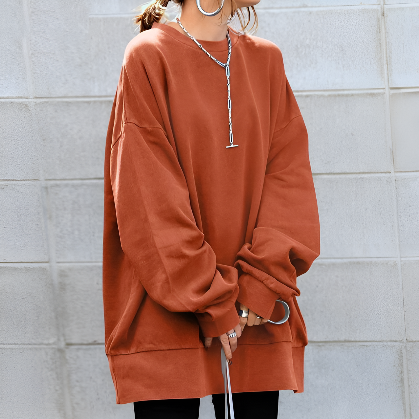 Sally - Oversized round neck jumper for women