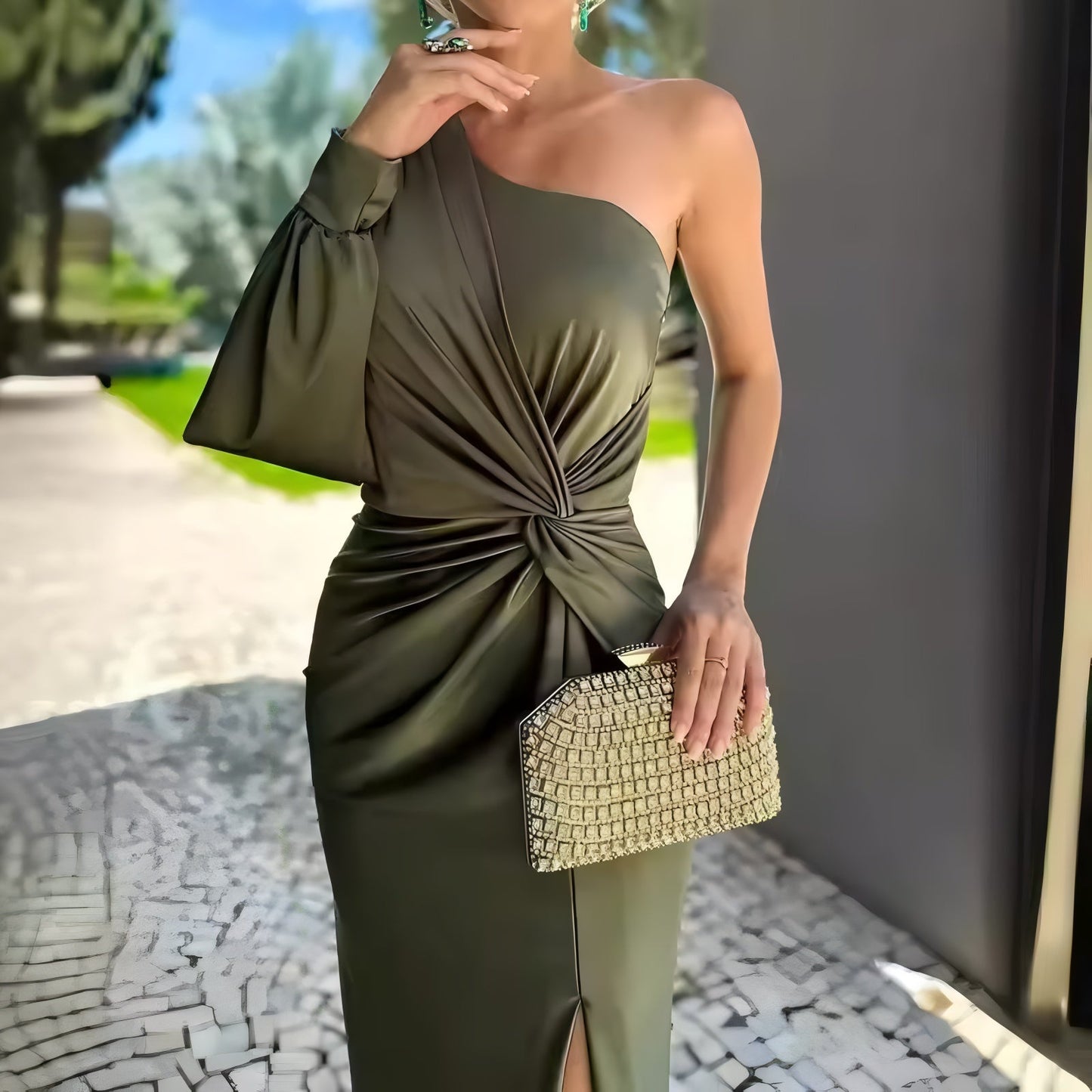 VIVIANE - ASYMMETRIC DRAPE DRESS