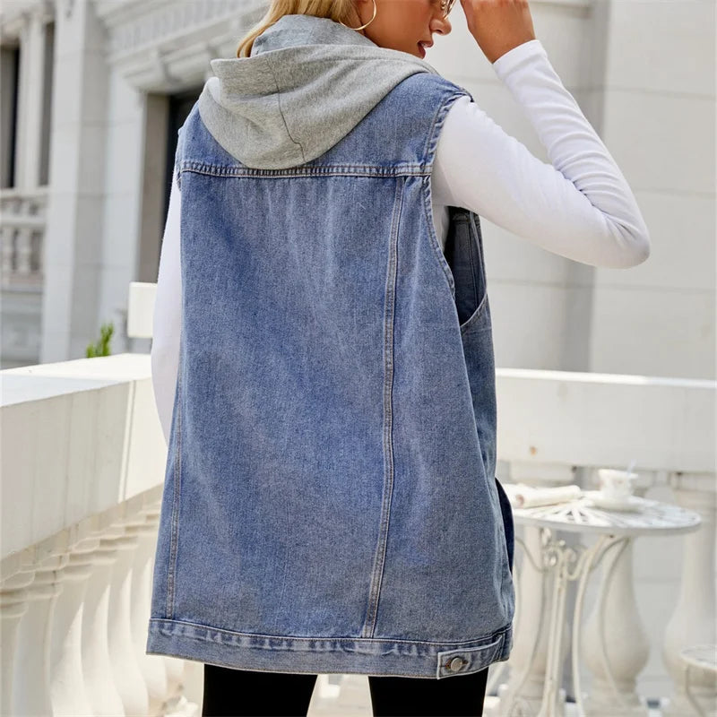 Morgan - Hooded Denim Vest