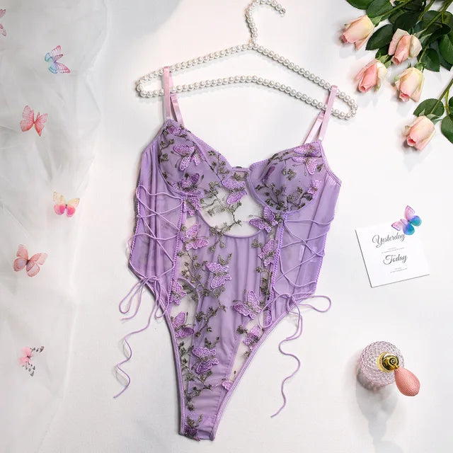 Selene | Butterfly Embroidered Bodysuit