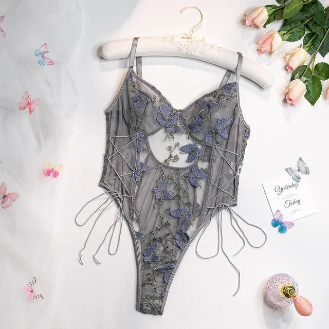Selene | Butterfly Embroidered Bodysuit