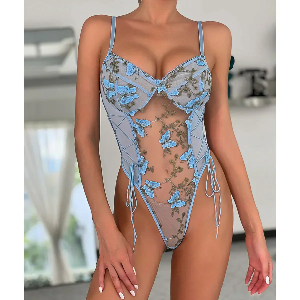 Selene | Butterfly Embroidered Bodysuit