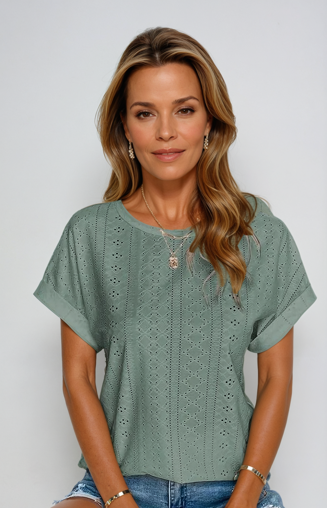 Chic & Breezy Eyelet Top by Riza™