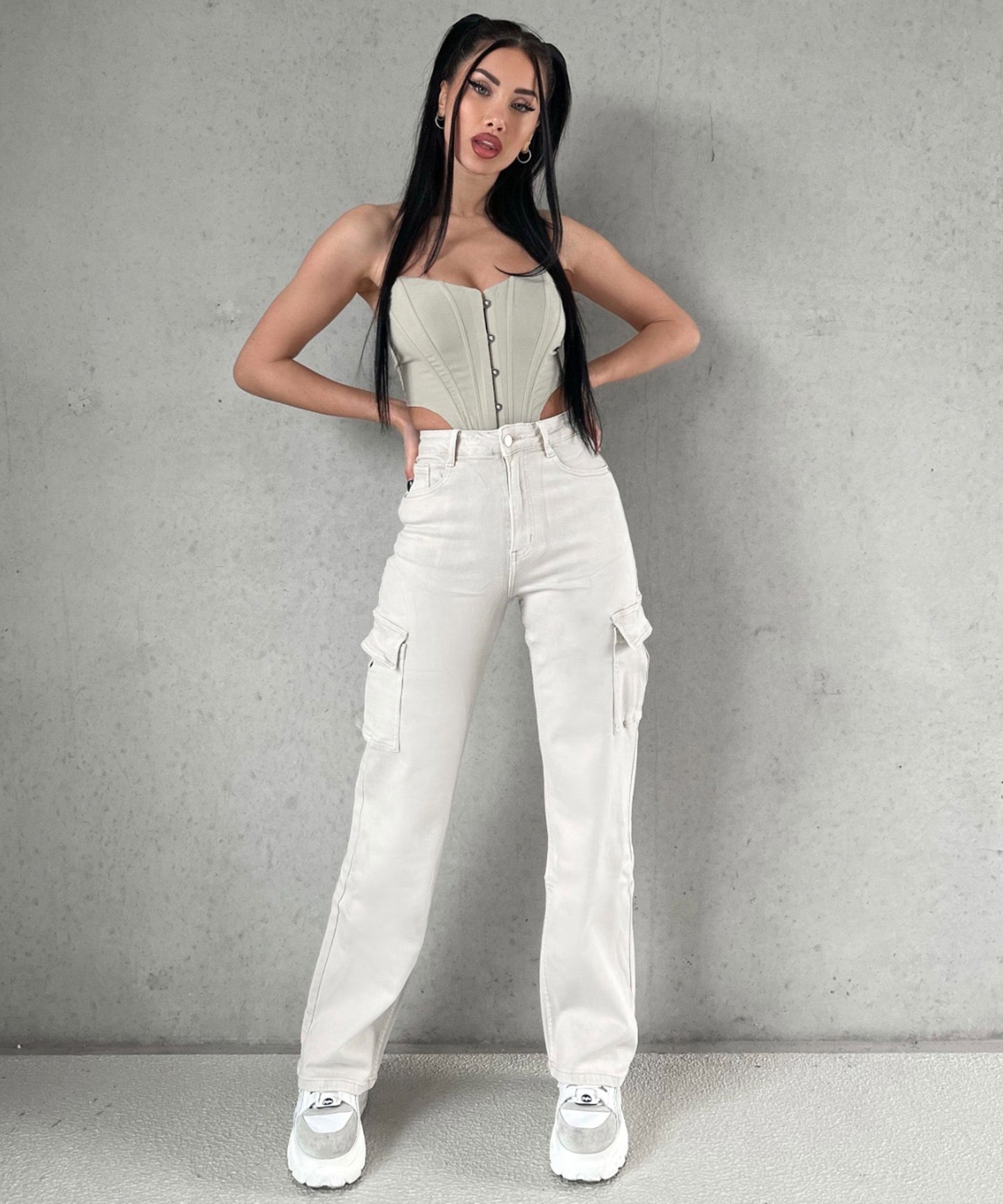 Pilar® | Eva Cream Cargo Pants