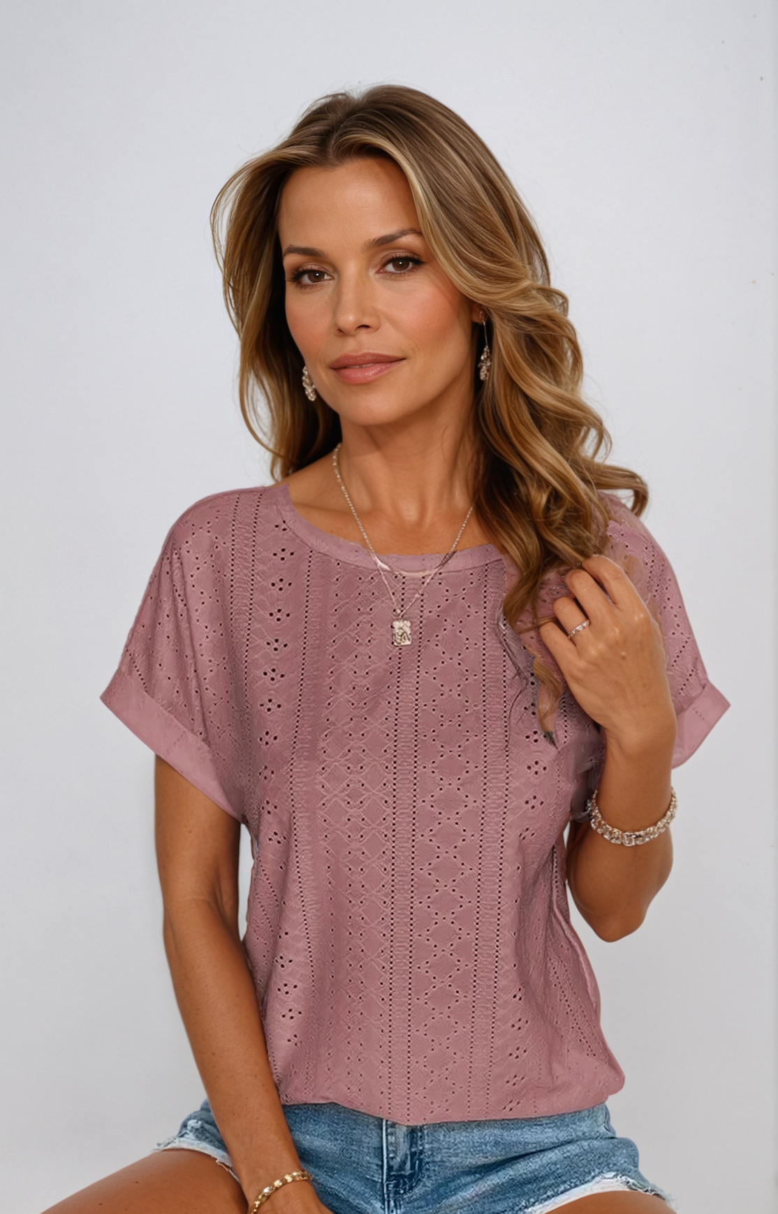 Chic & Breezy Eyelet Top by Riza™