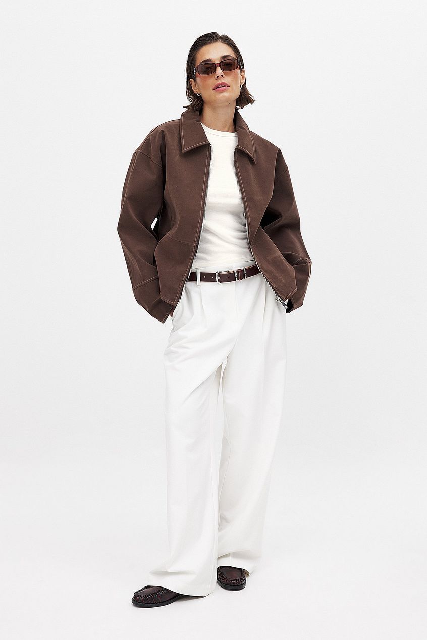 Brown Seude Zip Jacket
