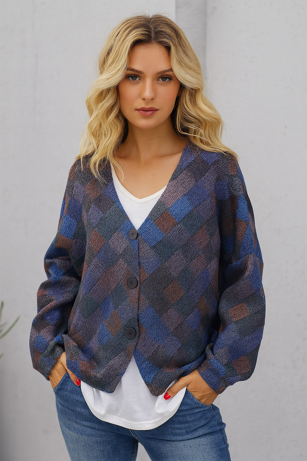Léa Blanchet | V-Neck Buttoned Jacket