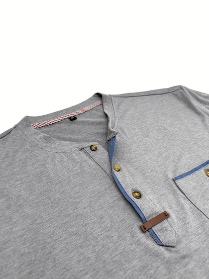 Saxon - Elegant Round Neck T Shirt With Pocket
