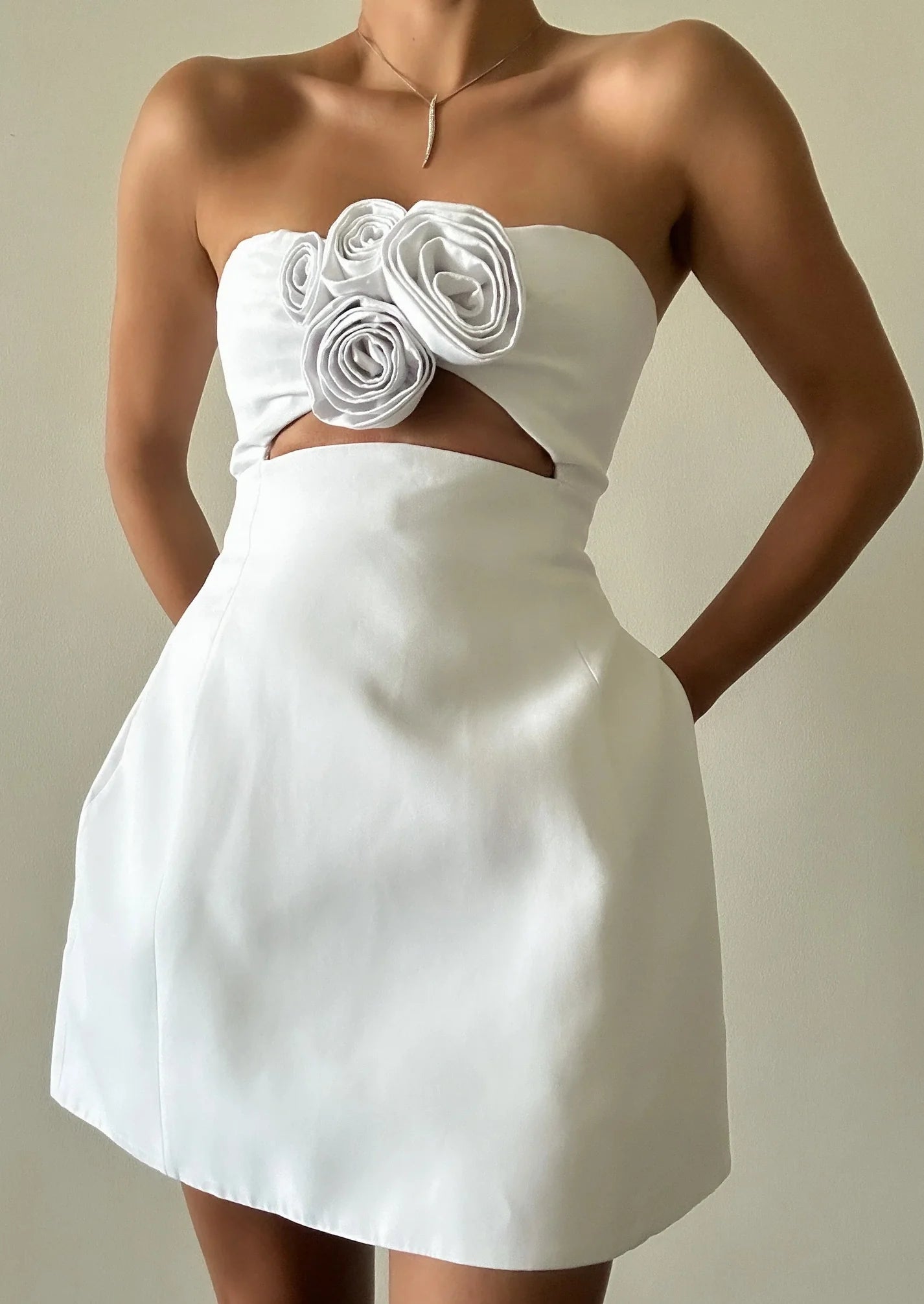 Maricel |  Structured Floral Couture Mini Dress