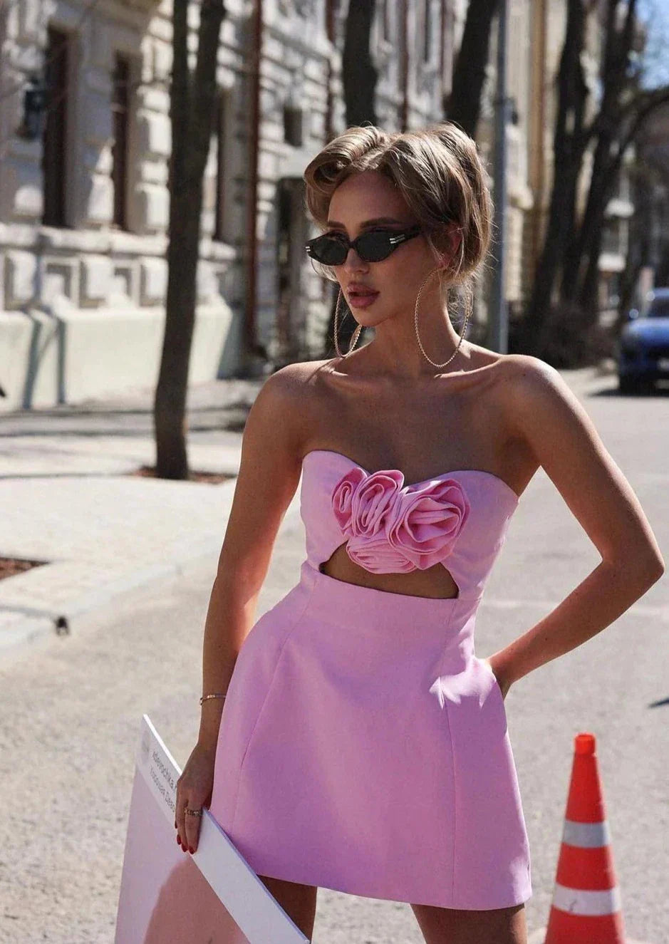 Maricel |  Structured Floral Couture Mini Dress