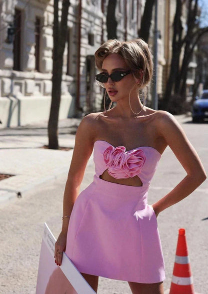 Maricel |  Structured Floral Couture Mini Dress