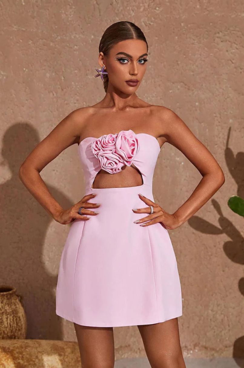 Maricel |  Structured Floral Couture Mini Dress
