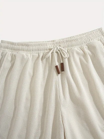 Textured Drawstring Casual Shorts