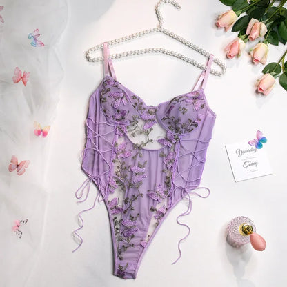 Selene | Butterfly Embroidered Bodysuit