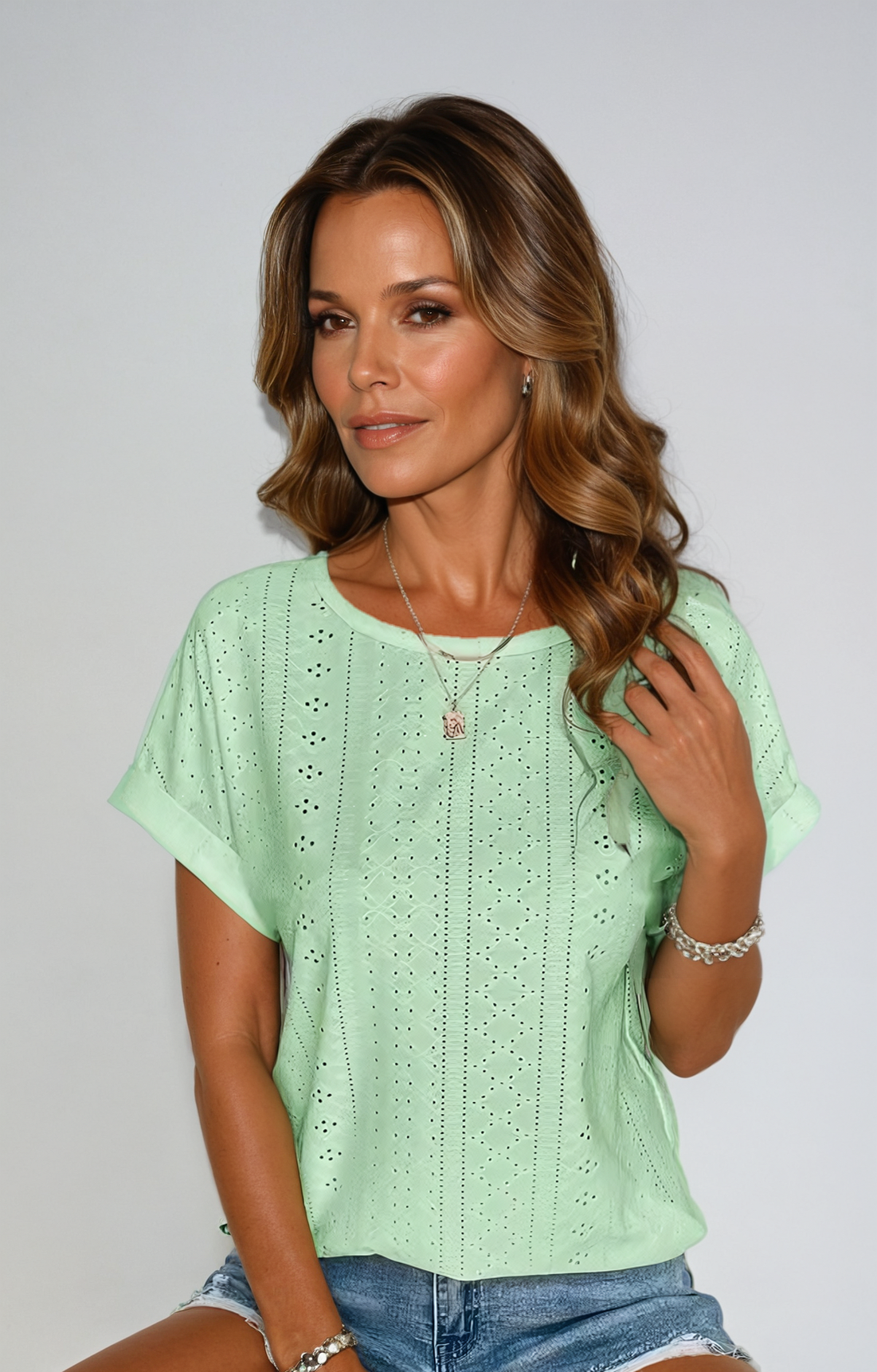 Chic & Breezy Eyelet Top by Riza™