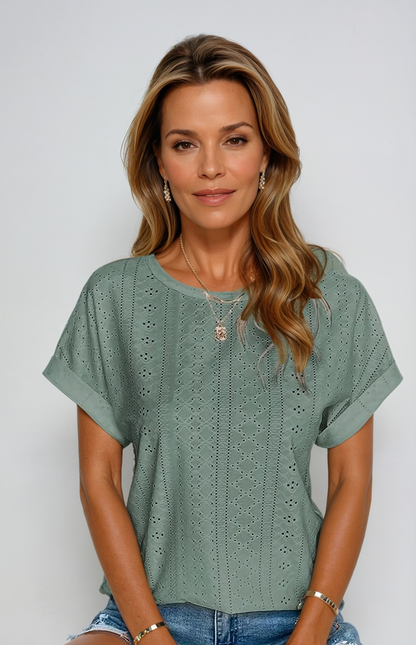 Chic & Breezy Eyelet Top by Riza™