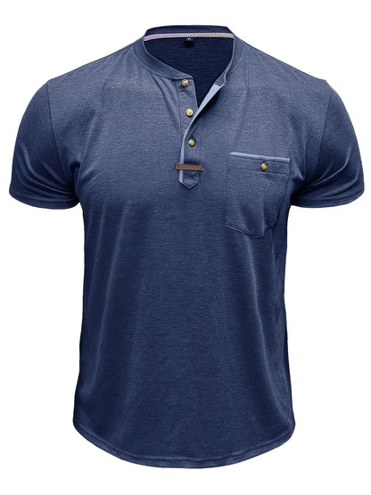 Saxon - Elegant Round Neck T Shirt With Pocket