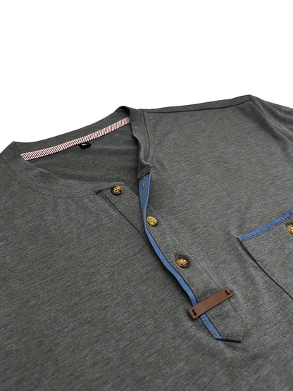Saxon - Elegant Round Neck T Shirt With Pocket