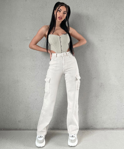 Pilar® | Eva Cream Cargo Pants