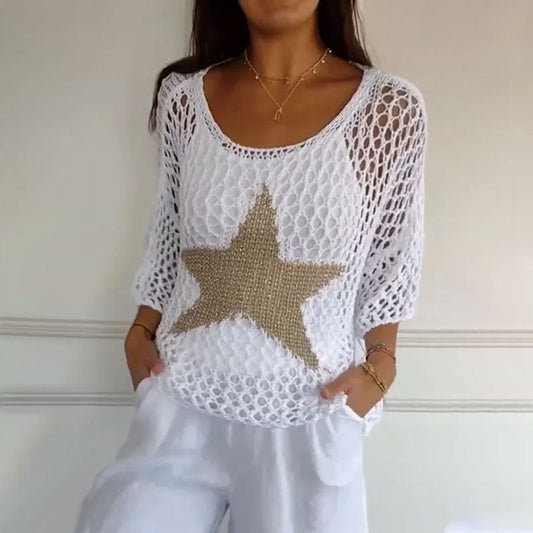 Jiah™ - Enchanting Starry Knit Top