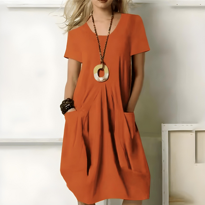 Elegant Cotton Dress With Belly Cover